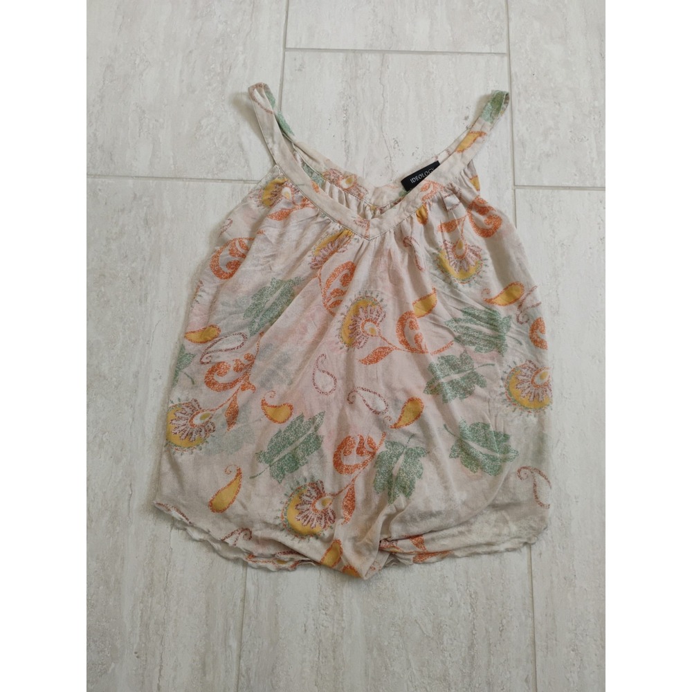 Ideology Tank Top 100% Silk Women Small Sheer Beige Nature Print Strap Y2K